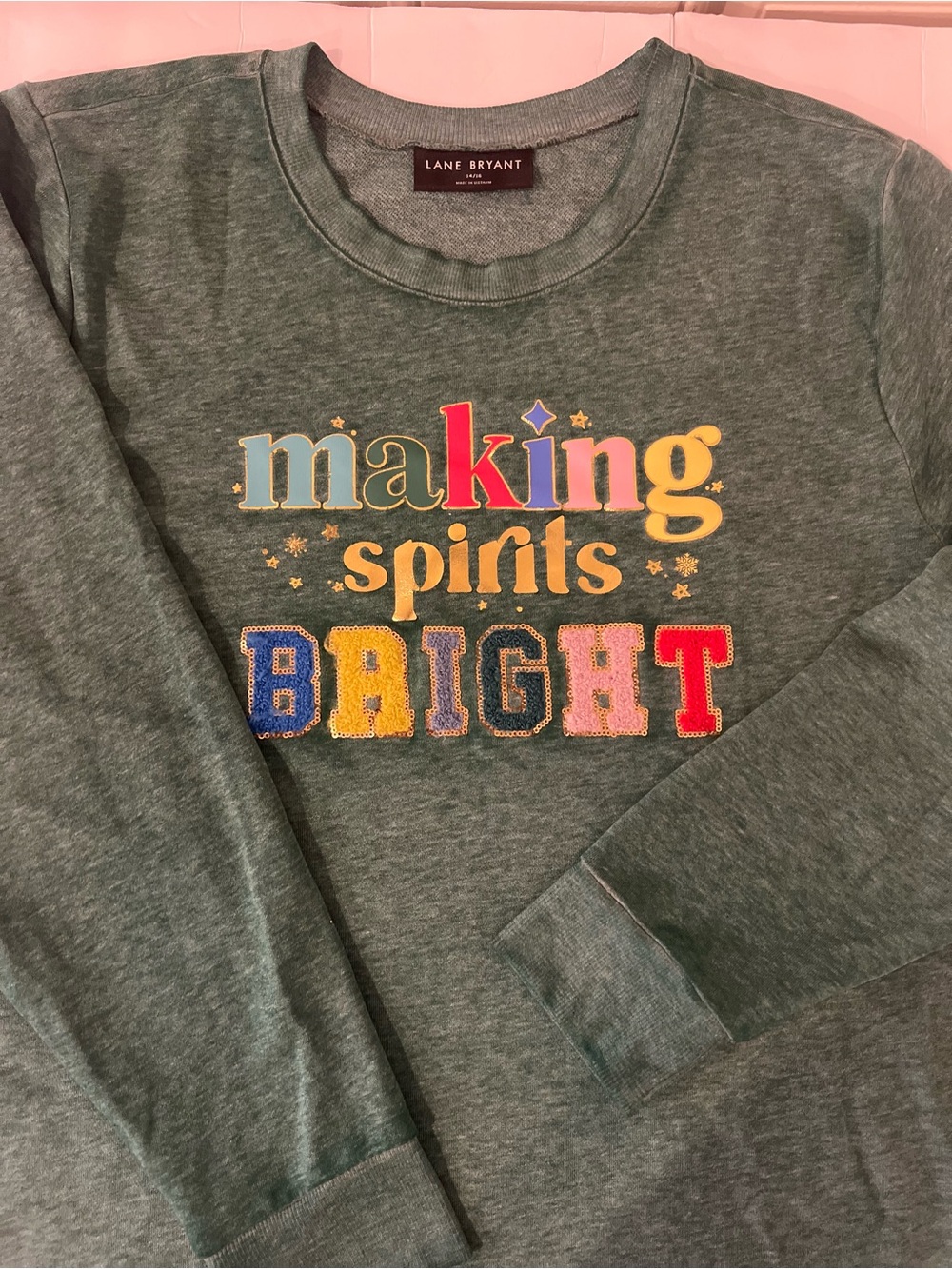 Lane Bryant Kids 'Making Spirits Bright' Green Long-Sleeve Sweatshirt